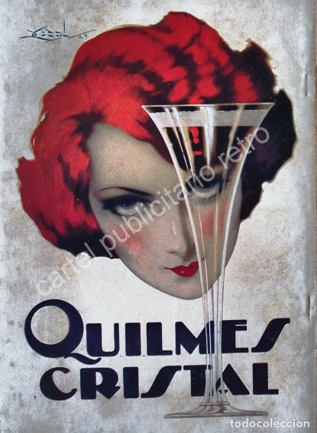 Collectionnisme d'affiches: CARTEL ANTIGUO ORIGINAL DE CERVEZA QUILMES .ARTE PUBLICITARIO 1930 /RARO