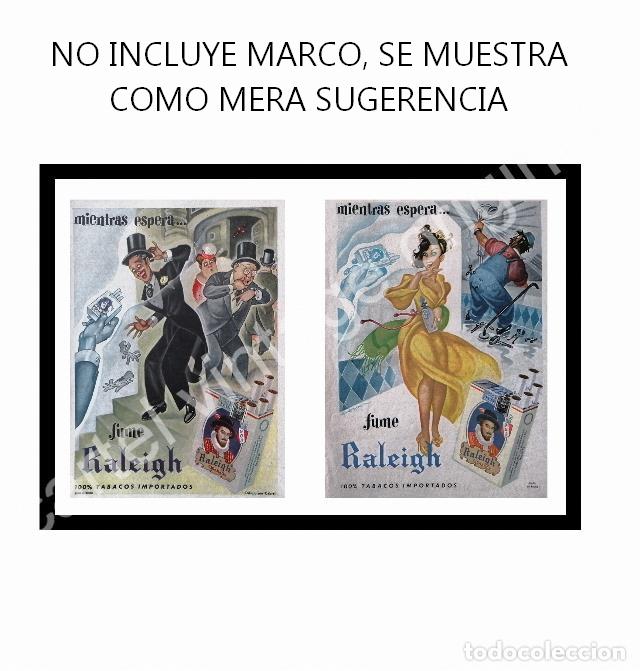 Collectionnisme d'affiches: CARTEL ANTIGUO ORIGINAL DE 2 AFICHES CIGARROS RALEIGH DIBUJO: GARCIA CABRAL