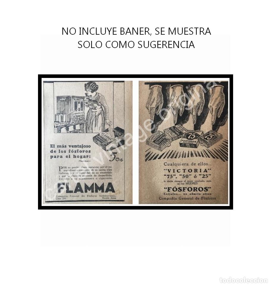 Collectionnisme d'affiches: CARTEL ANTIGUO ORIGINAL DE 2 AFICHES FOSFOROS VICTORIA Y FLAMMA 1927