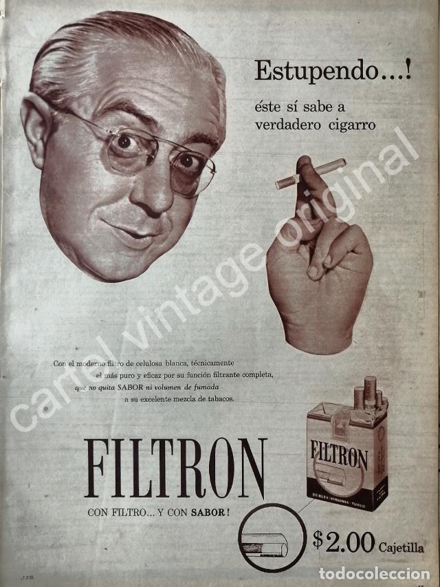 Collectionnisme d'affiches: CARTEL ANTIGUO ORIGINAL DE CIGARROS FILTRON 1956 /3
