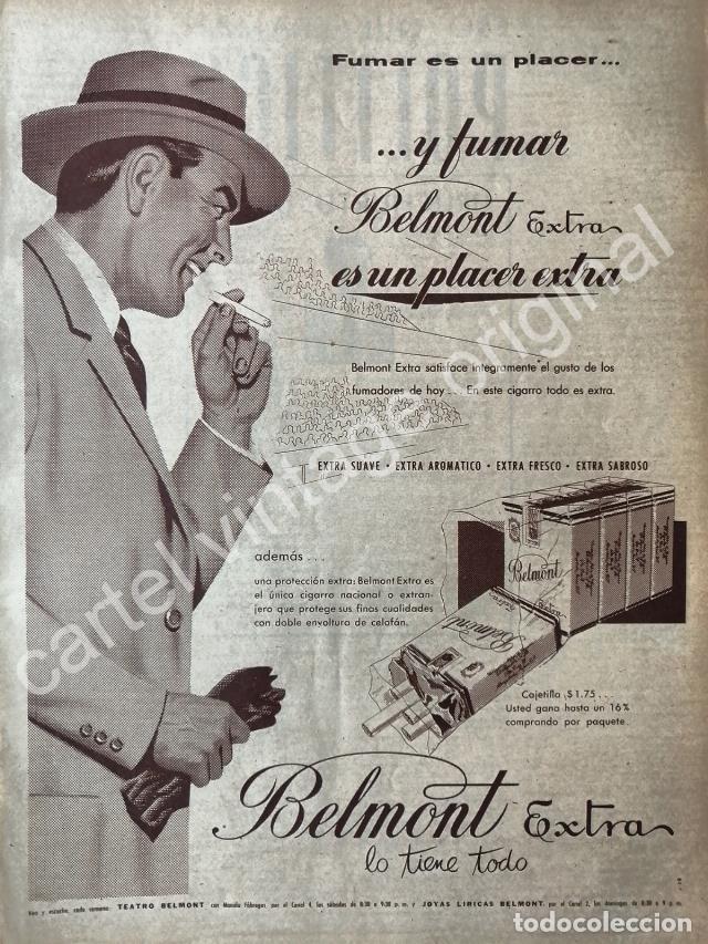 Collezionismo di affissi: CARTEL ANTIGUO ORIGINAL DE CIGARROS BELMONT EXTRA 1950s