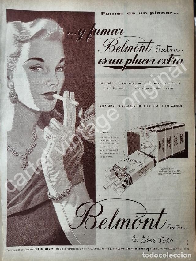 Collezionismo di affissi: CARTEL ANTIGUO ORIGINAL DE CIGARROS BELMONT EXTRA 1950s /4