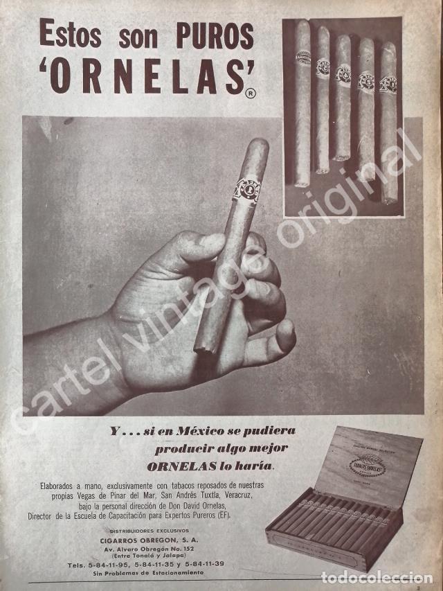 Collezionismo di affissi: CARTEL ANTIGUO ORIGINAL DE CIGARROS PUROS ORNELAS 1960s CIGARROS OBREGON /3