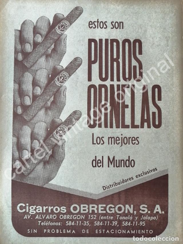 Collezionismo di affissi: CARTEL ANTIGUO ORIGINAL DE PUROS ORNELAS 1960s CIGARROS OBREGON /5