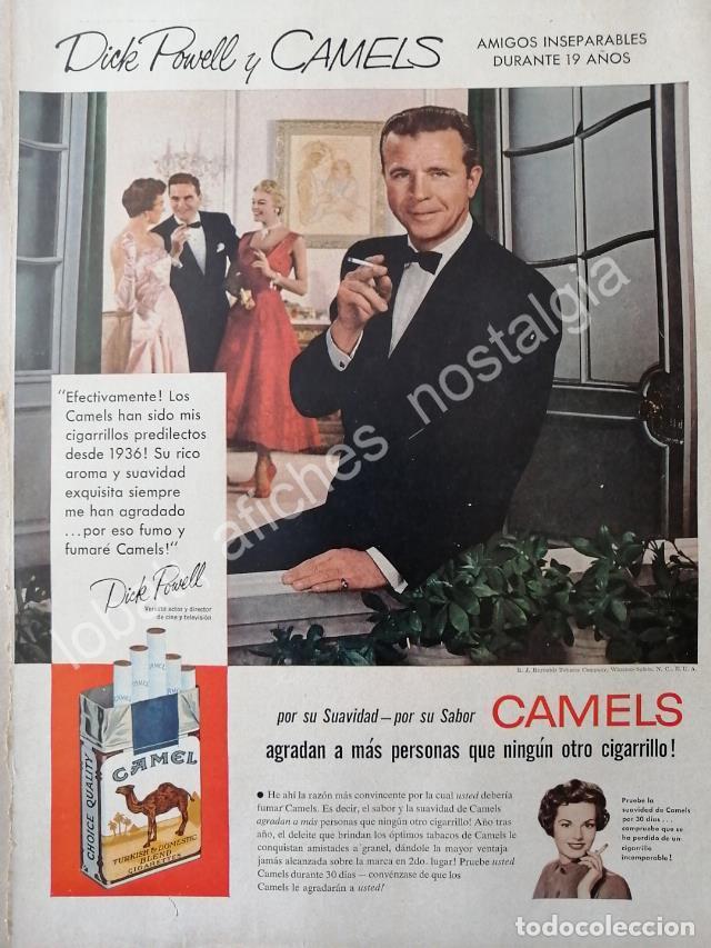 Collezionismo di affissi: CARTEL ANTIGUO ORIGINAL DE CIGARROS CAMEL CON DICK POWELL 1954 FEP