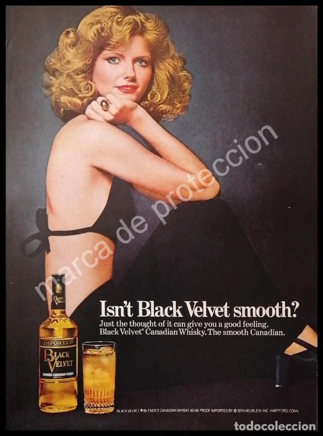 Collezionismo di affissi: CARTEL ANTIGUO ORIGINAL DE WHISKY BLACK VELVET 1980s