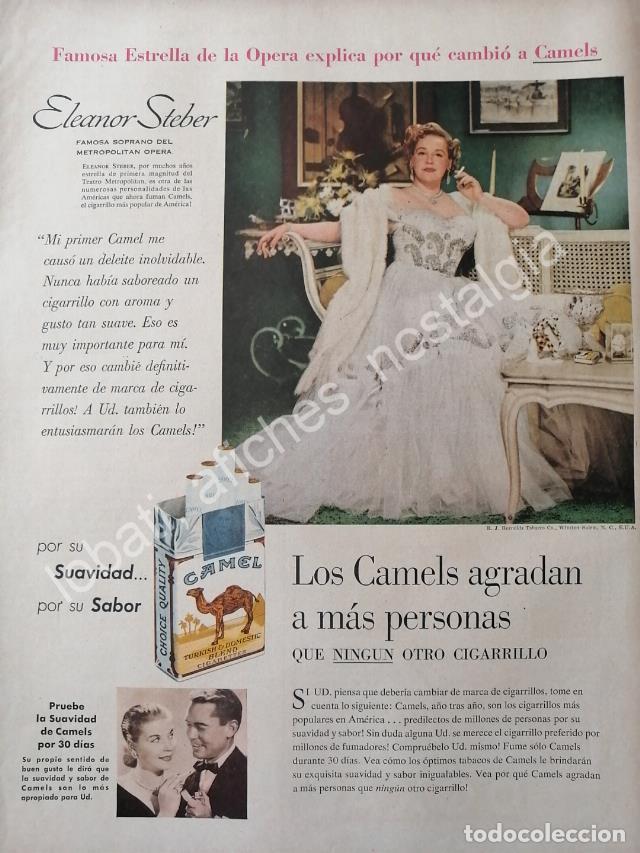 Collezionismo di affissi: CARTEL ANTIGUO ORIGINAL DE CIGARROS CAMEL CON ELEANOR STEBER FEP