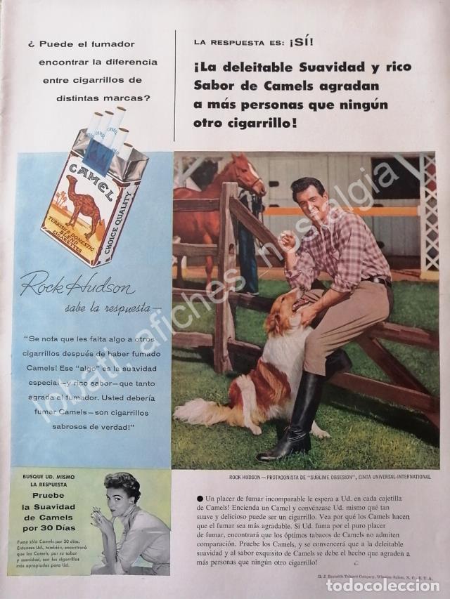 Collezionismo di affissi: CARTEL ANTIGUO ORIGINAL DE ROCK HUDSON Y CIGARROS CAMEL 1954 / FEP