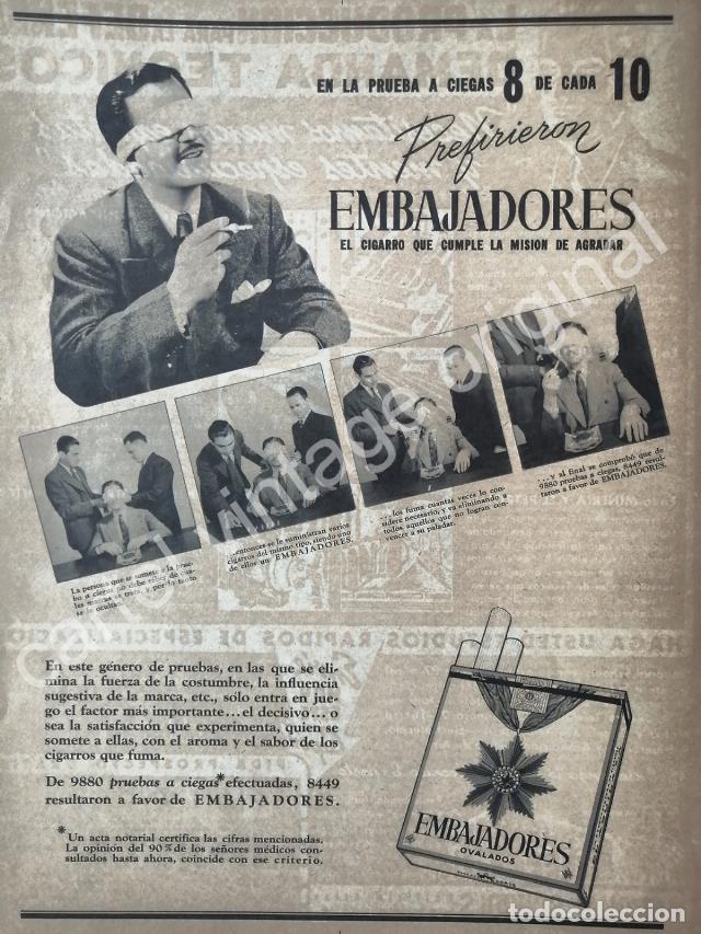 Poster collecting: CARTEL ANTIGUO ORIGINAL DE CIGARROS EMBAJADORES 1942