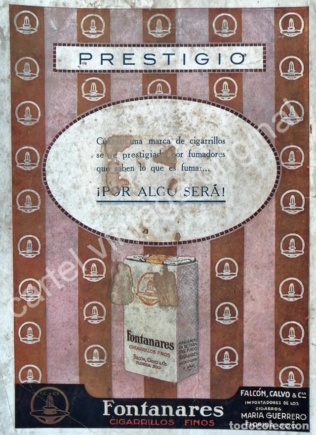 Poster collecting: CARTEL ANTIGUO ORIGINAL DE CIGARROS FONTANARES 1930s / MUY RARO
