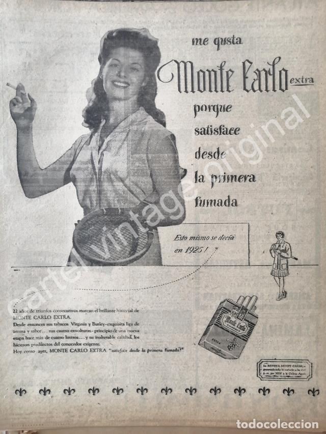 Poster collecting: CARTEL ANTIGUO ORIGINAL DE CIGARROS MONTECARLO 1947 /9