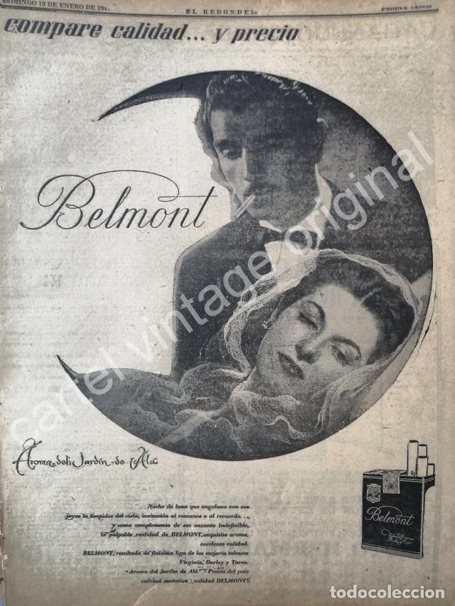 Poster collecting: CARTEL ANTIGUO ORIGINAL DE CIGARROS BELMONT 1947 JARDIN DE ALA /9