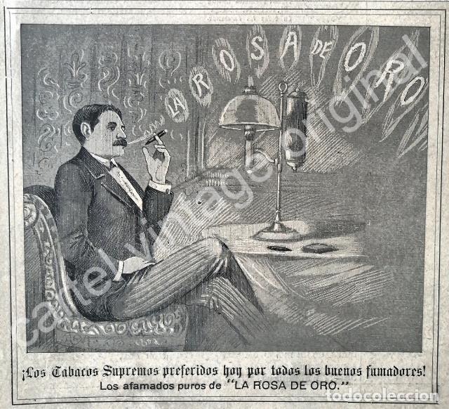 Poster collecting: CARTEL ANTIGUO ORIGINAL DE CIGARROS SUPREMOS. CIGARRERA LA ROSA DE ORO 1897 / MUY RARO