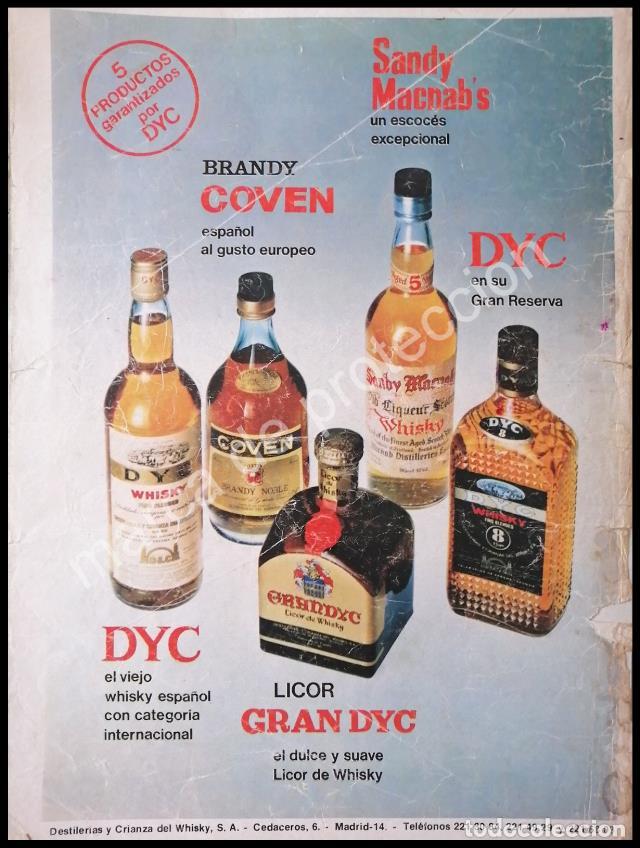 Poster collecting: CARTEL ANTIGUO ORIGINAL DE VINOS DYC. DESTILERIA Y CRIANZA DEL WHISKY S.A 1980s