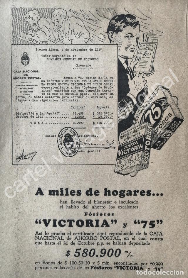 Poster collecting: CARTEL ANTIGUO ORIGINAL DE FOSFOROS VITORIA, A&Ntilde;OS 20s /RARO