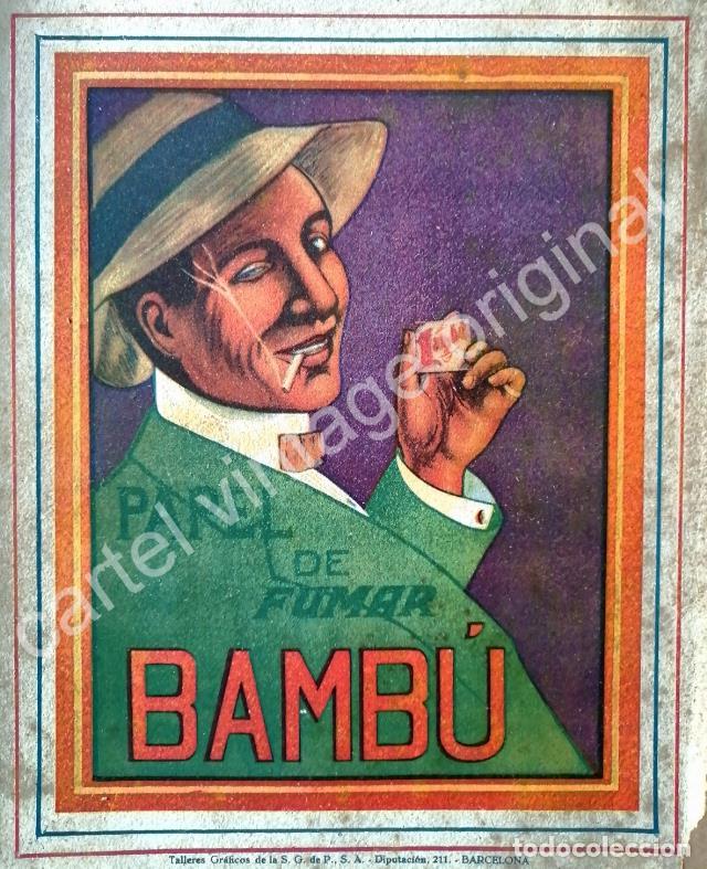 Poster collecting: CARTEL ANTIGUO ORIGINAL DE PAPEL PARA TABACO. BAMBU 1930s / MUY RARO