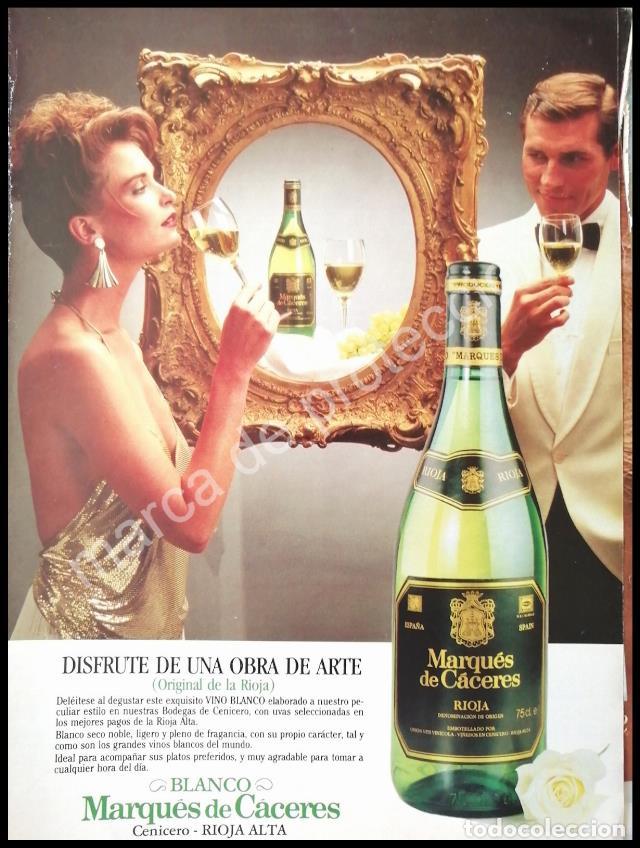 Poster collecting: CARTEL ANTIGUO ORIGINAL DE VINO BLANCO MARQUES DE CACERES 1980s