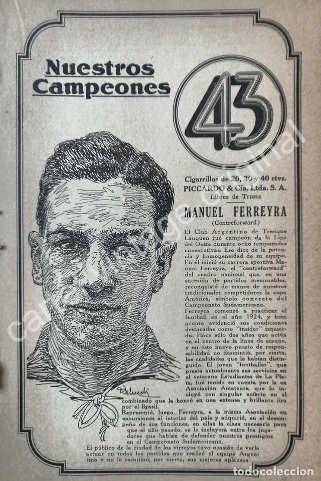 Poster collecting: CARTEL ANTIGUO ORIGINAL DE CIGARROS 43. Y FUTBOLISTA MANUEL FERREYRA 1920s FEP