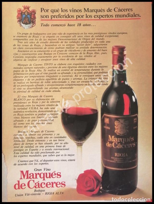 Poster collecting: CARTEL ANTIGUO ORIGINAL DE VINOS MARQUES DE CACERES 1980s /5