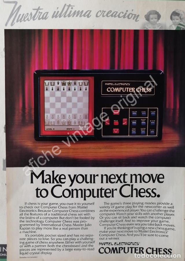 Poster collecting: CARTEL ANTIGUO ORIGINAL DE AFICHE DE MATTEL COMPUTER CHESS 1982