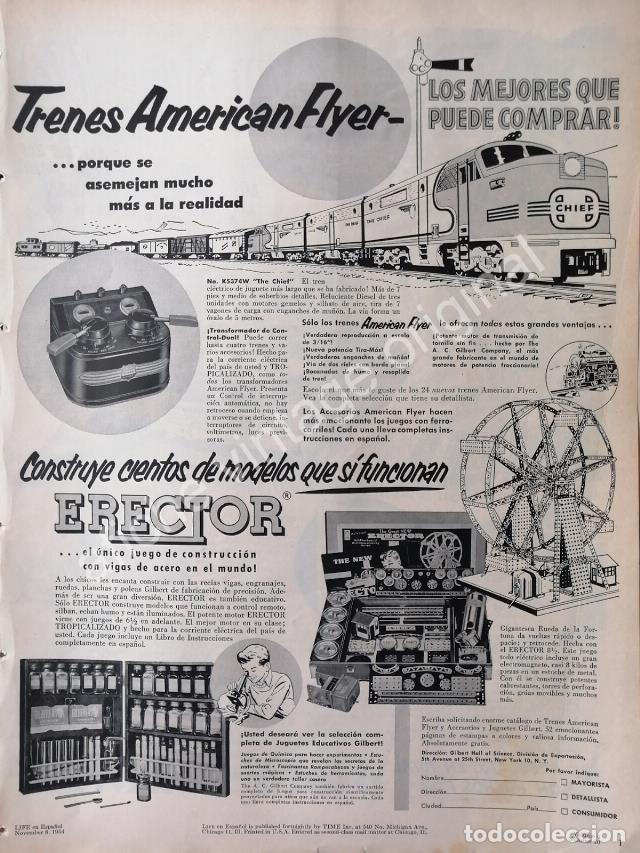 Poster collecting: CARTEL ANTIGUO ORIGINAL DE TRENES DE LAMINA AMERICAN FLYER 1954 MODELOS ERECTOR