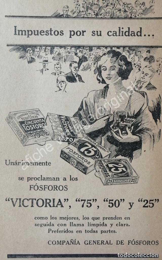 Sammeln von Plakaten: CARTEL ANTIGUO ORIGINAL DE FOSFOROS VICTORIA A&Ntilde;OS 20s /5