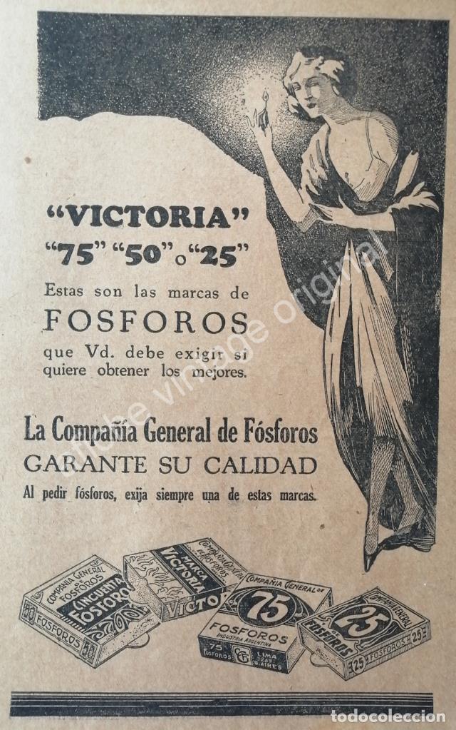Sammeln von Plakaten: CARTEL ANTIGUO ORIGINAL DE FOSFOROS VICTORIA A&Ntilde;OS 20s /3