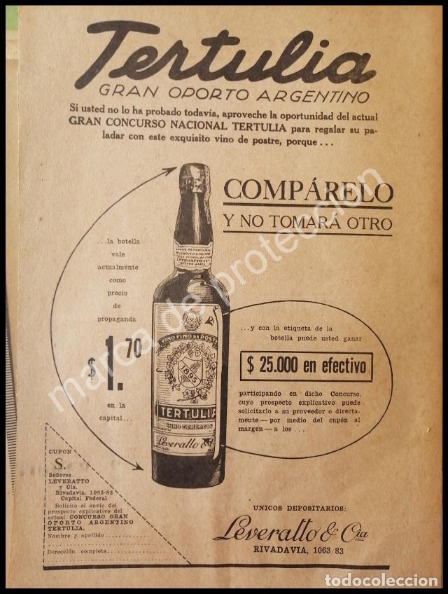 Sammeln von Plakaten: CARTEL ANTIGUO ORIGINAL DE VINOS. OPORTO TERTULIA DE LEVERALLO 1927