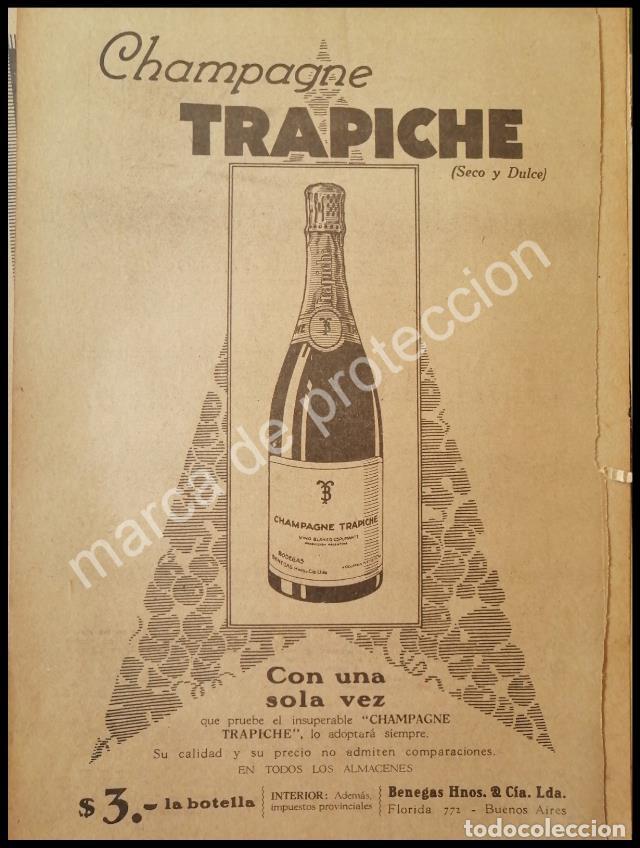 Sammeln von Plakaten: CARTEL ANTIGUO ORIGINAL DE VINOS. CHAMPAGNE TRAPICHE 1930 /4