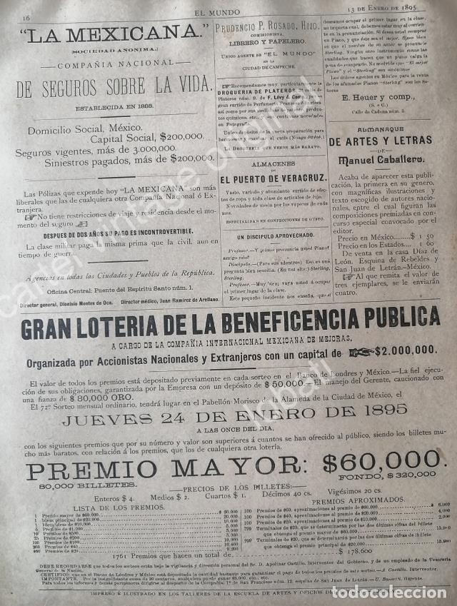 Sammeln von Plakaten: CARTEL ANTIGUO ORIGINAL DE LOTERIA NACIONAL 1895 Y OTRAS PUBLICIDADES