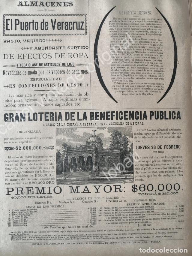 Sammeln von Plakaten: CARTEL ANTIGUO ORIGINAL DE LOTERIA NACIONAL 1895 Y TIENDA AL PUERTO DE VERACRUZ
