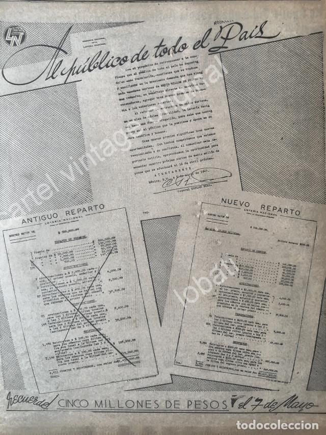 Sammeln von Plakaten: CARTEL ANTIGUO ORIGINAL DE LOTERIA NACIONAL 1947 Y CARTA DEL GENERAL. CARLOS LEAL