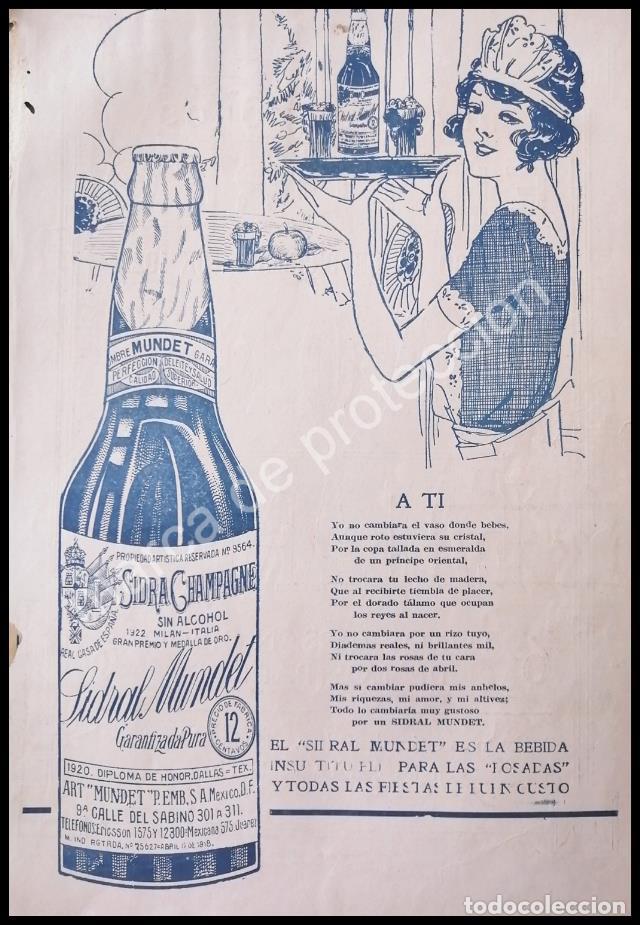 Sammeln von Plakaten: CARTEL ANTIGUO ORIGINAL DE SIDRA CHAMPAGNE MUNDET 1922 / RARO