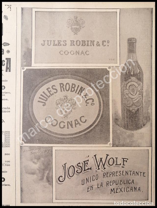 Sammeln von Plakaten: CARTEL ANTIGUO ORIGINAL DE COG&Ntilde;AC JULES ROBIN 1897 & LOTERIA NACIONAL