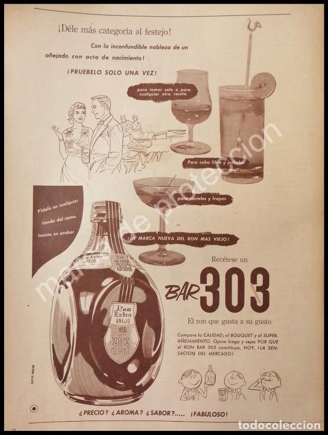 Sammeln von Plakaten: CARTEL ANTIGUO ORIGINAL DE RON A&Ntilde;EJO BAR 303 1958 / RARO