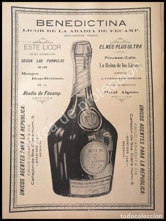 Sammeln von Plakaten: CARTEL ANTIGUO ORIGINAL DE VINO DE CONSAGRAR BENEDICTINA 1896 MUY RARO