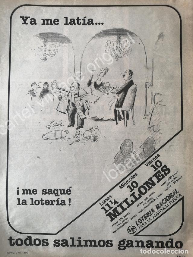 Poster collecting: CARTEL ANTIGUO ORIGINAL DE LOTERIA NACIONAL 1970s DIBUJO DE ABEL QUEZADA /26