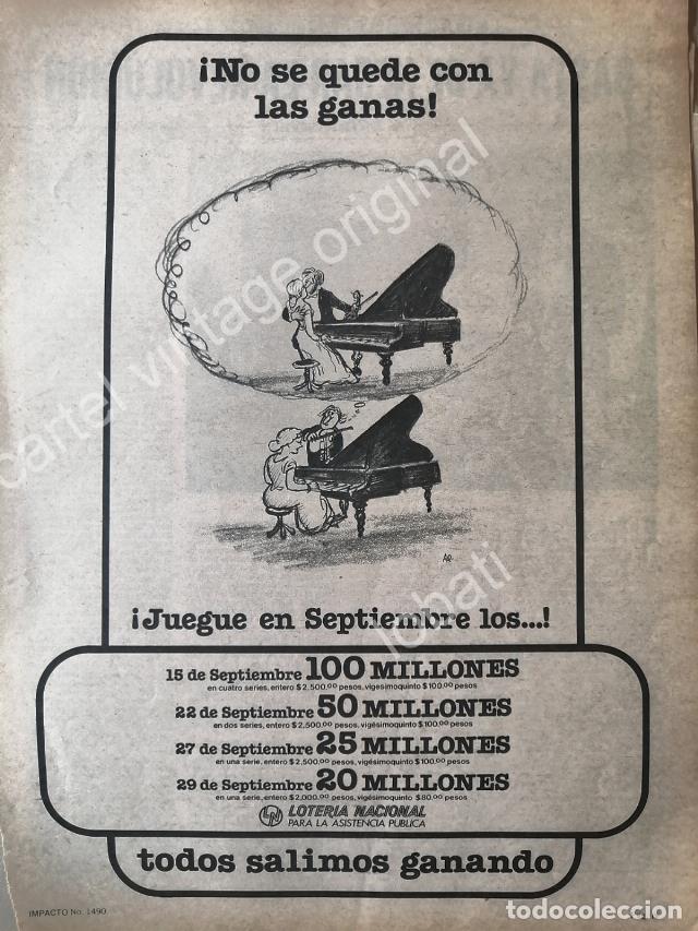 Poster collecting: CARTEL ANTIGUO ORIGINAL DE LOTERIA NACIONAL 1970s DIBUJO DE ABEL QUEZADA /27