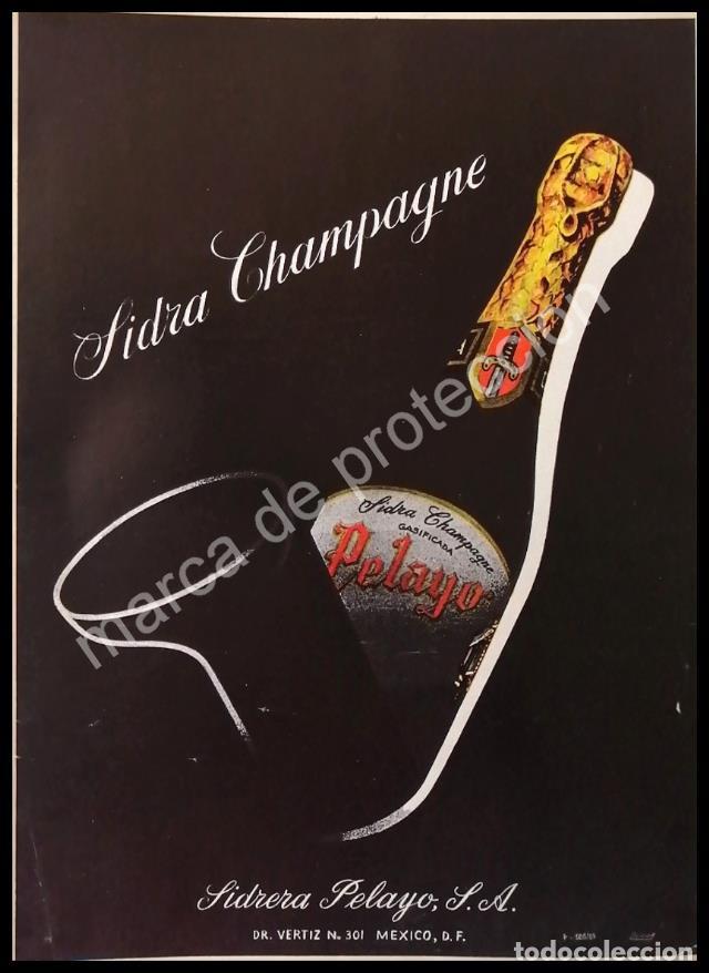 Poster collecting: CARTEL ANTIGUO ORIGINAL DE SIDRA CHAMPAGNE PELAYO 1959 / RARO