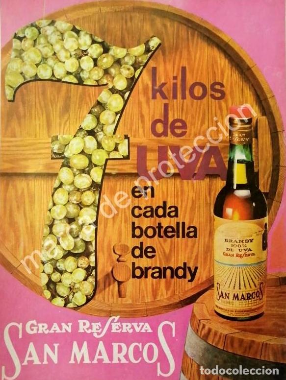 Poster collecting: CARTEL ANTIGUO ORIGINAL DE BRANDY SAN MARCOS GRAN RESERVA 1970