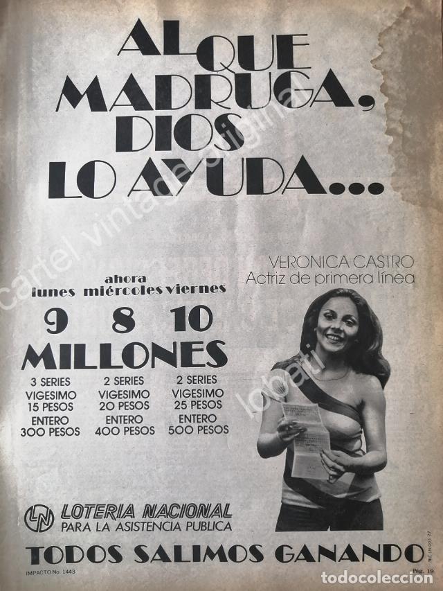 Poster collecting: CARTEL ANTIGUO ORIGINAL DE VERONICA CASTRO EN LOTERIA NACIONAL 1977 /38 FEP