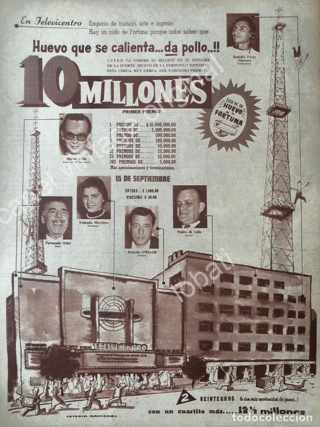 Poster collecting: CARTEL ANTIGUO ORIGINAL DE LOTERIA NACIONAL CON TELEVISA Y ACTORES FAMOSOS 1950s /FEP