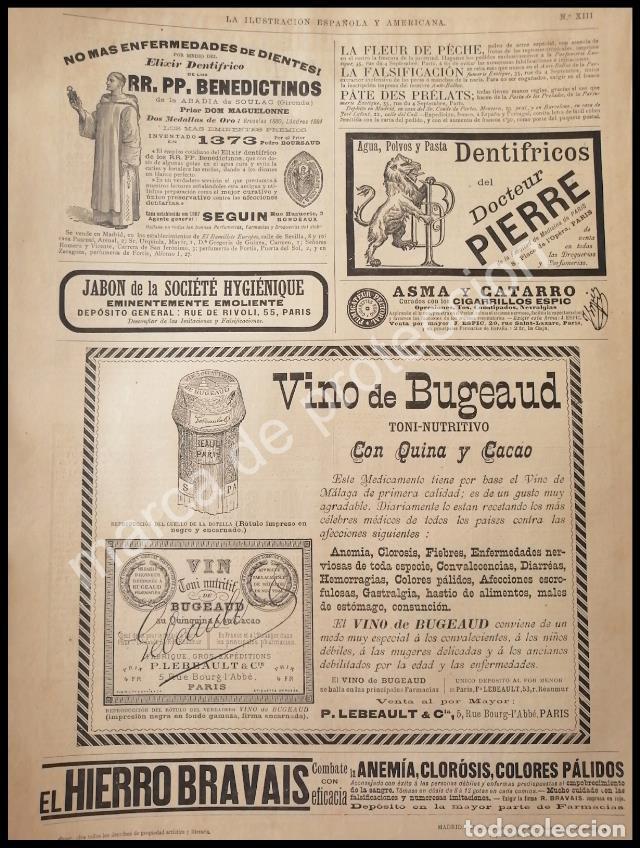 Poster collecting: CARTEL ANTIGUO ORIGINAL DE TONICO VINO DE BUGEAUD 1894 Y OTRAS PUBLICIDADES