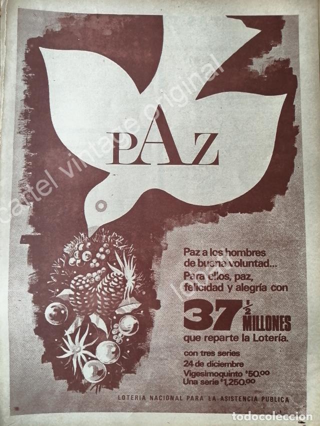 Poster collecting: CARTEL ANTIGUO ORIGINAL DE LA LOTERIA NACIONAL. DIC 1968 / REFERENCIA A TLETELOLCO??