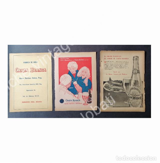 Poster collecting: CARTEL ANTIGUO ORIGINAL DE SET DE 3 AFICHES CERVEZA CARTA BLANCA 50s & 60s /2