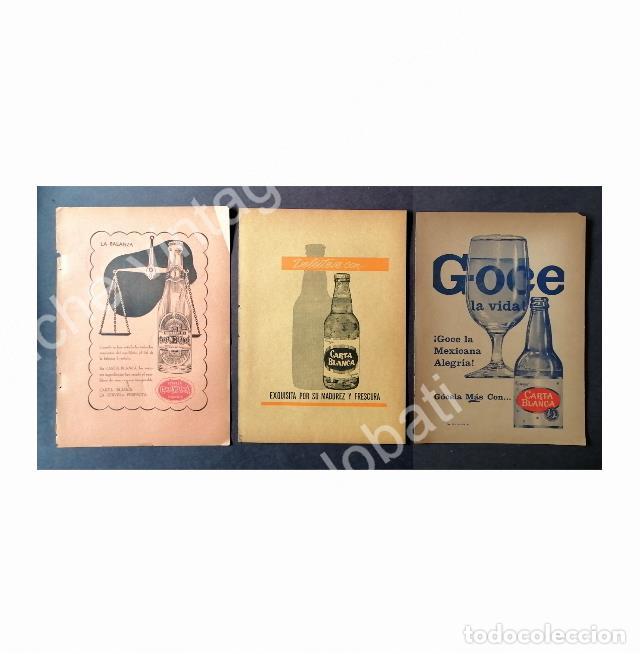 Poster collecting: CARTEL ANTIGUO ORIGINAL DE SET DE 3 AFICHES CERVEZA CARTA BLANCA 50s & 60s