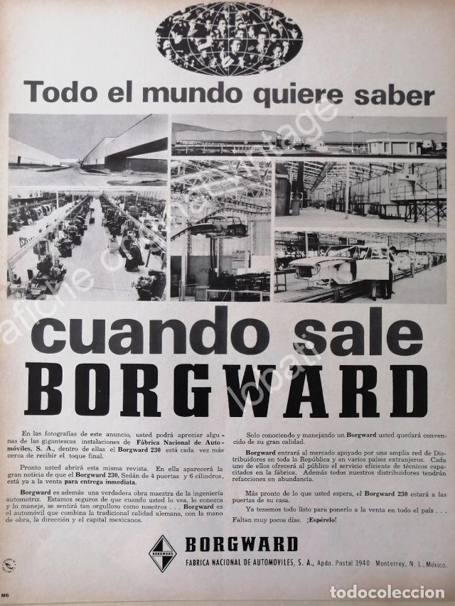 Poster collecting: CARTEL ANTIGUO ORIGINAL DE AUTOS BORGWARD 1967 PLANTA MONTERREY, RARO