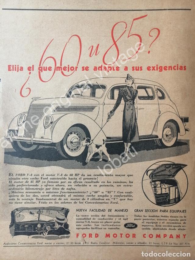 Poster collecting: CARTEL ANTIGUO ORIGINAL DE PUBLICIDAD DE AUTOS FORD V8 1937