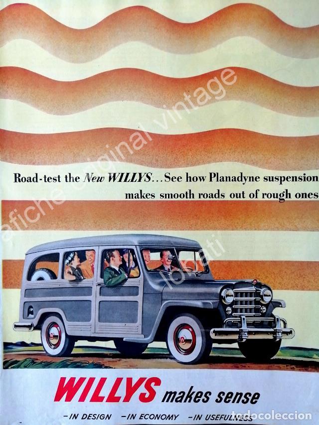 Poster collecting: CARTEL ANTIGUO ORIGINAL DE AUTOS, CAMIONETA WILLYS 1950