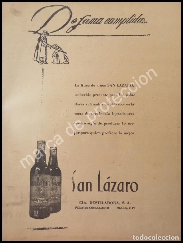 Poster collecting: CARTEL ANTIGUO ORIGINAL DE VINOS SAN LAZARO 1947 /RARO